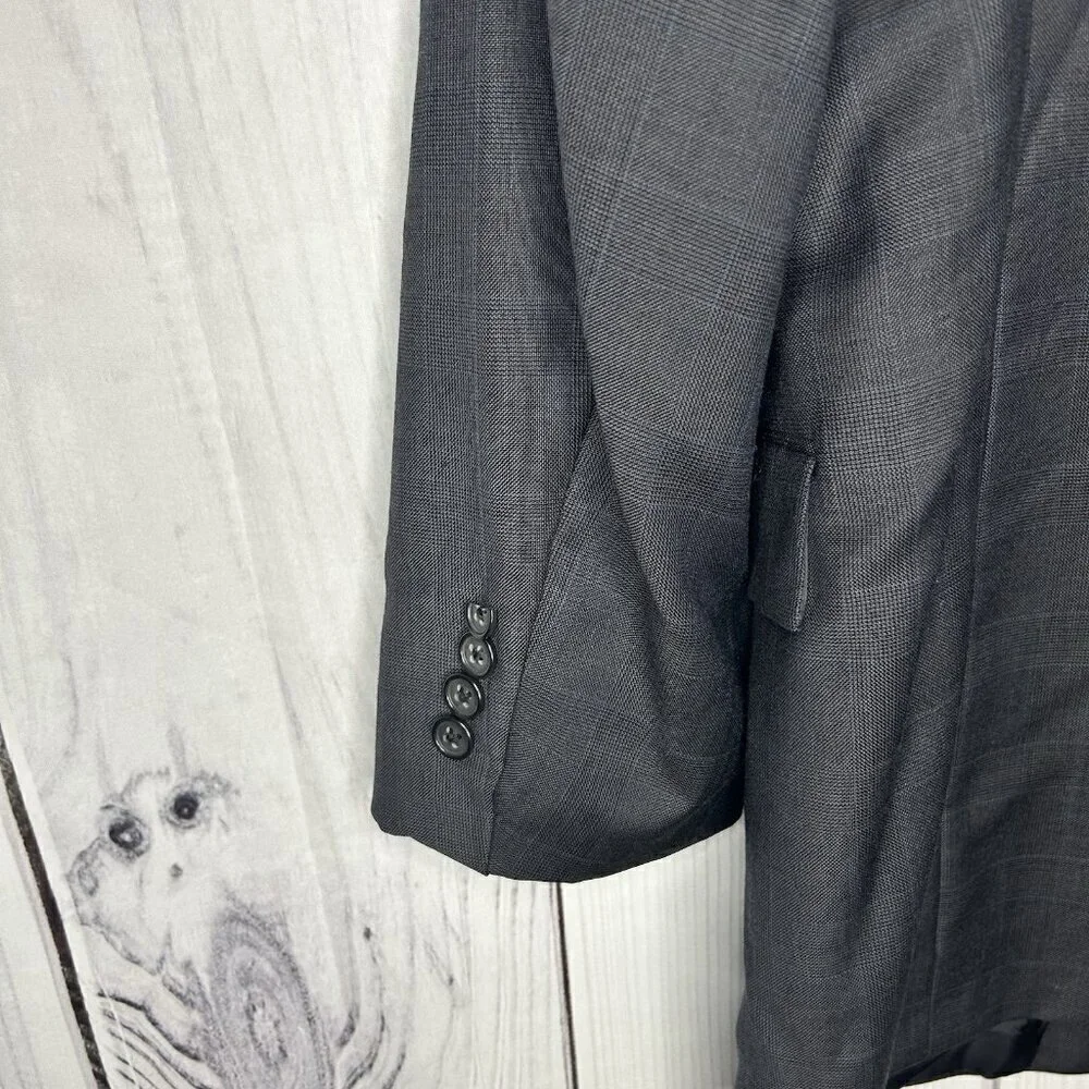 Hart Schaffner Marx Gray Glen Check Sport Coat Blazer 42R Vintage Union Made USA